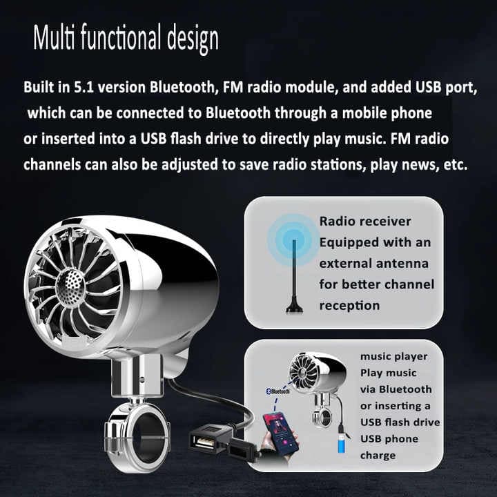 Waterproof Motorcycle Speaker Hi-Fi sound quality motorcycle audio system universal  Support BT, FM