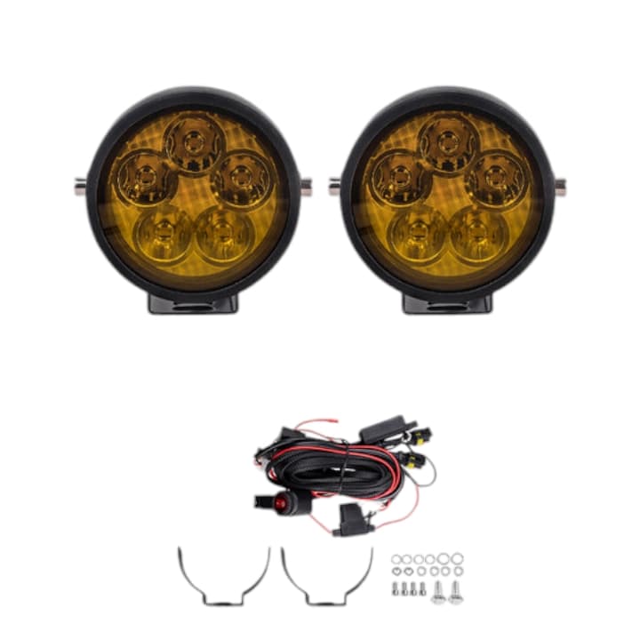 LIU HJG Original Scout-X1 100W Dual Color 5-LED Fog Lights Full Kit with Harness Switch and Yellow Filter Cap for All Bikes